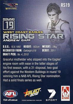 2012 Select AFL Champions - Rising Star #RS19 Andrew Gaff Back